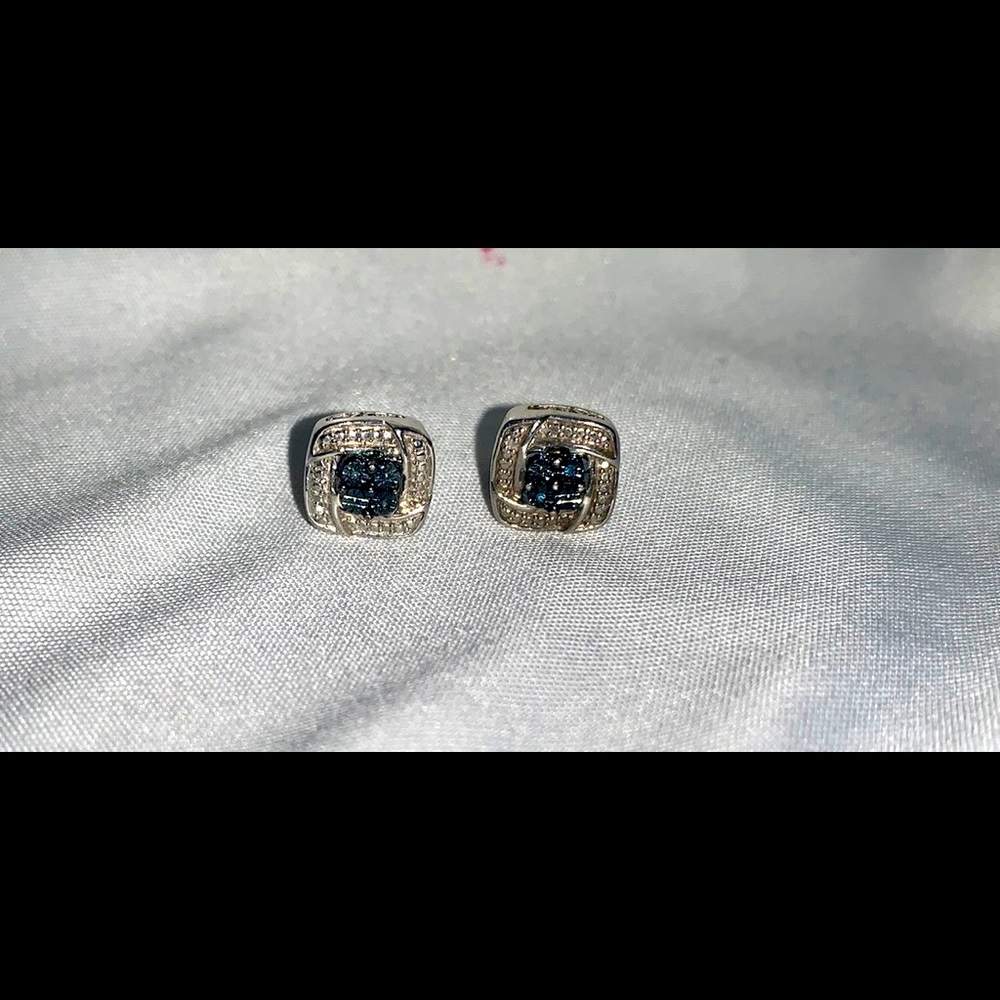 Sterling Silver Kay Jewelers Blue Diamond Earrings